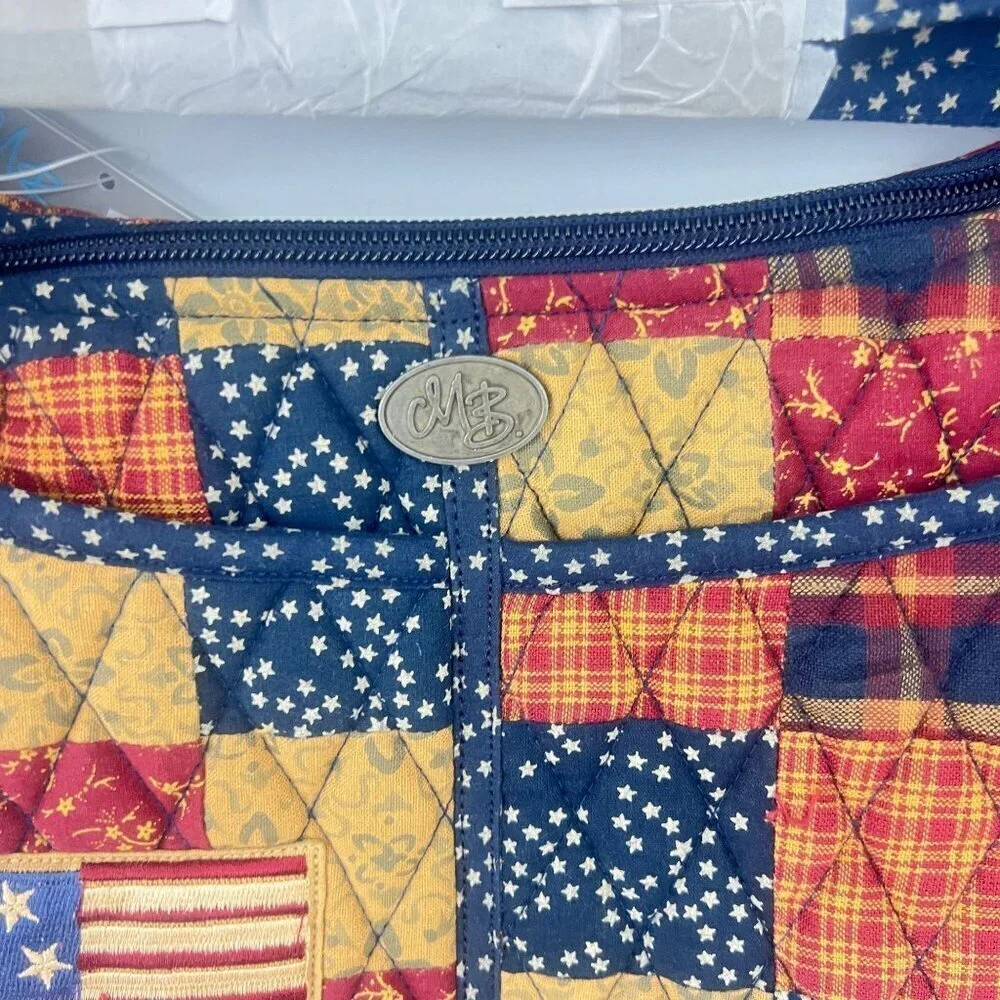 Mona B Handbags "Old Glory" Quilted Plaid Flag Patchwork Shoulder Bag NEW - Picture 3 of 8